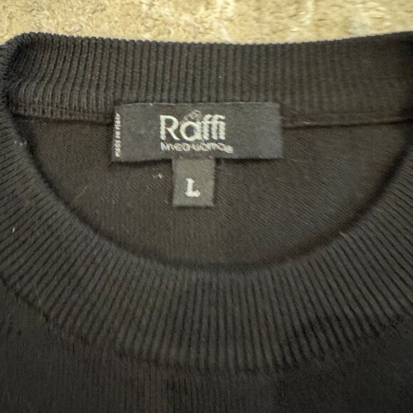 Raffi Linea Uomo Men's Knit Sweater Top Shirt ITALY Large Cotton Black Pullover - Picture 6 of 16